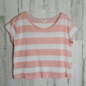 🍑Peach/white striped crop top